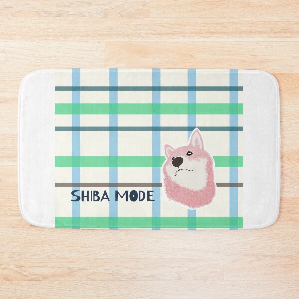 Item preview, Green plaid with pink Shiba Inu designed and sold by ShibaCruise-On.