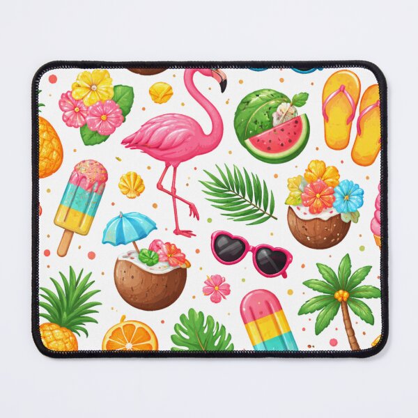 Item preview, Tropical Flamingo Summer Pattern Sticker | Cute Pink Flamingo, Pineapple, Ice Cream & Beach Vibes designed and sold by DreamPixelPrint.