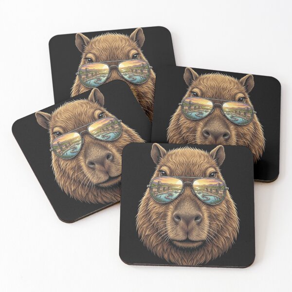 Item preview, Cool Capybara With Sunglasses Retro Animal Graphic designed and sold by bilal sibgui.
