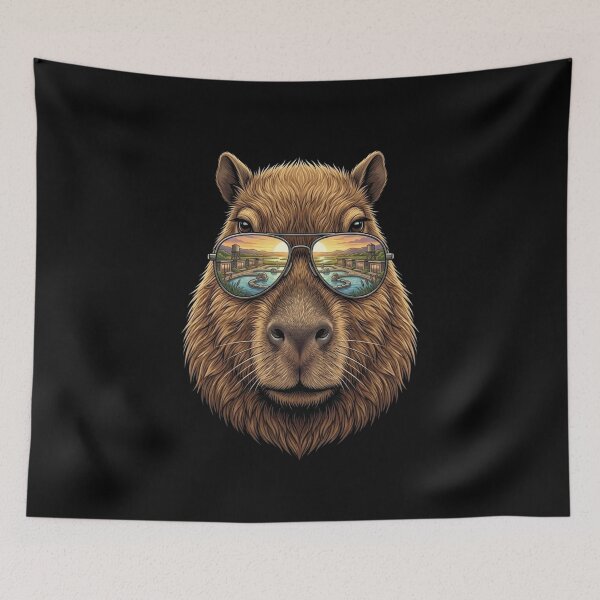 Item preview, Cool Capybara With Sunglasses Retro Animal Graphic designed and sold by bilal sibgui.