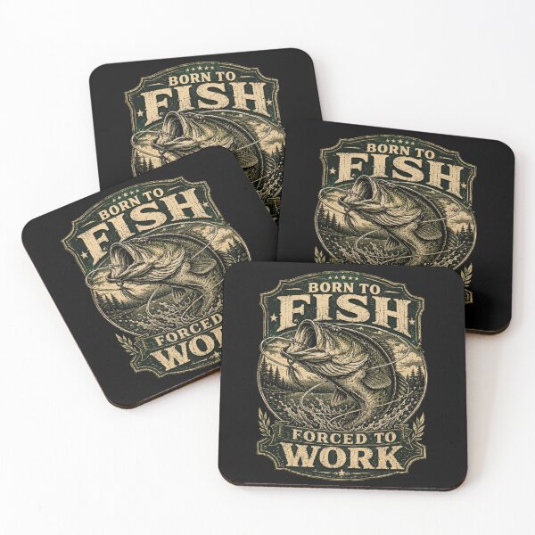 Item preview, Born To Fish Forced To Work Vintage Bass Fishing Retro Outdoor Badge Angler Graphic designed and sold by Ladys-Gents.