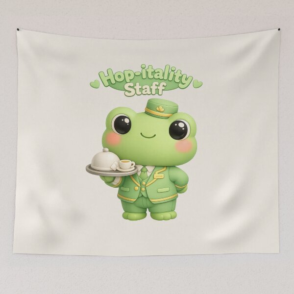 Item preview, Hop-itality (Hospitality) Staff Cute Frog Bellhop | Kawaii 3D Pastel Frog designed and sold by Moons Studio.