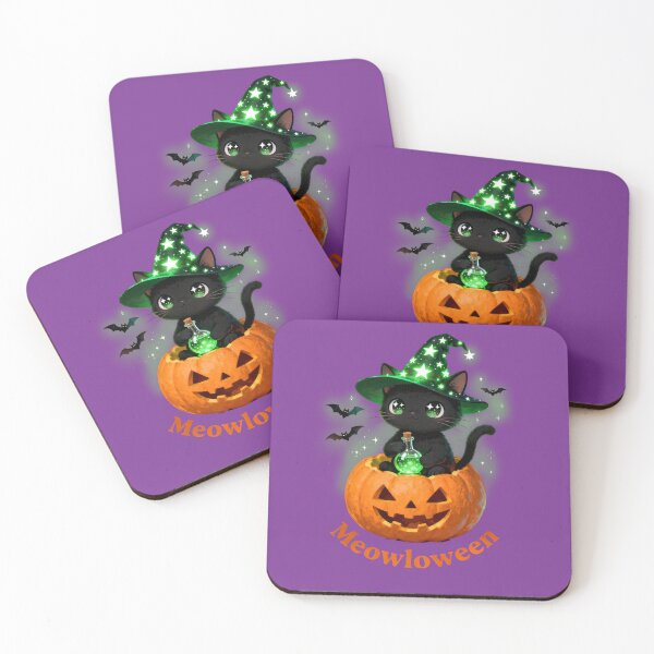 Item preview, Meowloween black cat with magic potion designed and sold by SweetLilith.