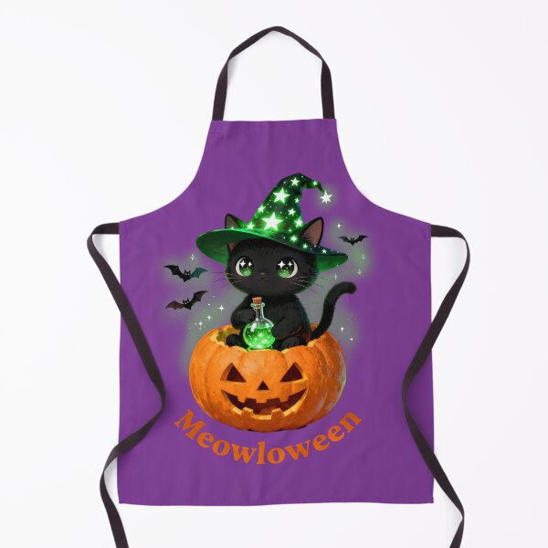 Item preview, Meowloween black cat with magic potion designed and sold by SweetLilith.