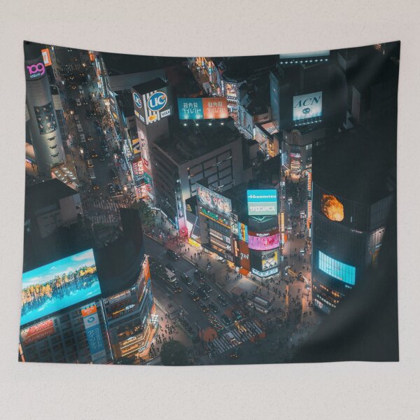 Item preview, Shibuya Crossing Night Lights - Tokyo Urban Cityscape Aerial View designed and sold by asun5.