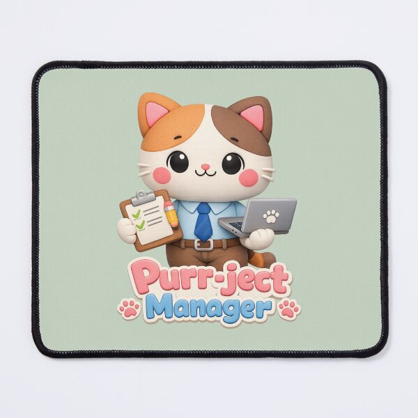 Item preview, Purr-ject (Project) Manager Cat | Cute Kawaii Office Kitty 3D Sticker designed and sold by Moons Studio.