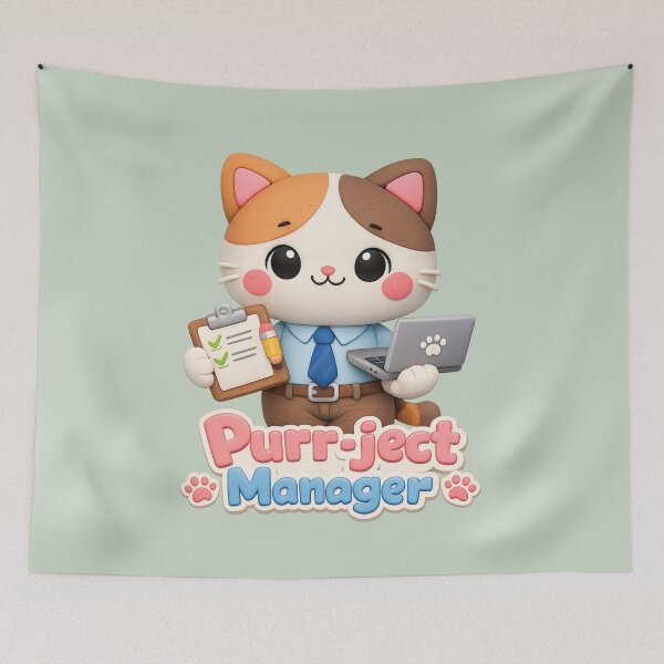 Artikelvorschau, Projektmanager-Katze | Niedlicher Kawaii-Bürokätzchen-3D-Aufkleber entworfen und verkauft von Moons Studio.