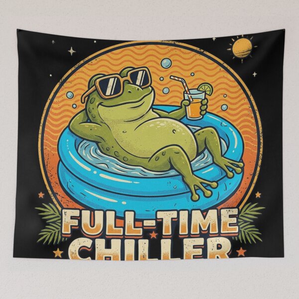 Item preview, Full Time Chiller – Funny Relaxed Frog Meme Chill Aesthetic Sticker designed and sold by SoftAuraStudi0.
