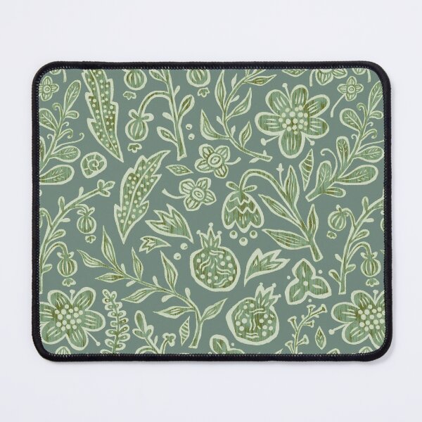 Item preview, Boho Folk Floral Pattern | Scandinavian Cottagecore Botanical Print on Green designed and sold by SIR13.