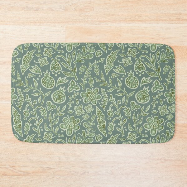 Item preview, Boho Folk Floral Pattern | Scandinavian Cottagecore Botanical Print on Green designed and sold by SIR13.