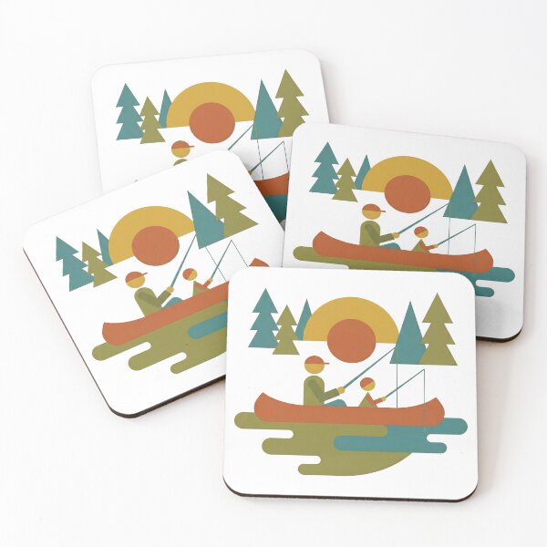 Item preview, Father and Child Canoe Fishing Sunset Outdoors designed and sold by TeNovaStudio.