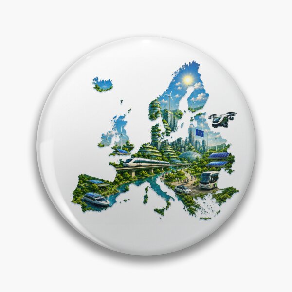 Item preview, Sustainable Future Europe – Eco‑Tech Map Illustration designed and sold by epoka.