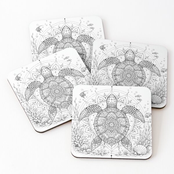 Item preview, Sacred Sea Turtle Mandala Line Art designed and sold by suryabumblee.