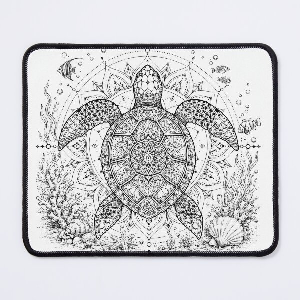 Item preview, Sacred Sea Turtle Mandala Line Art designed and sold by suryabumblee.