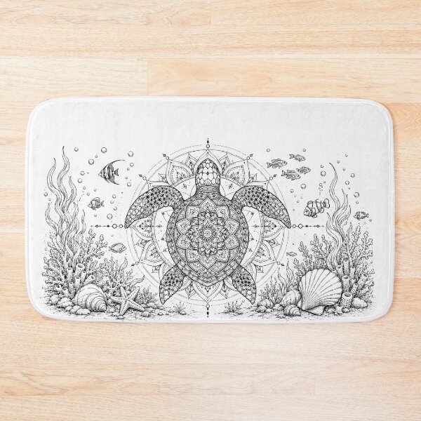 Item preview, Sacred Sea Turtle Mandala Line Art designed and sold by suryabumblee.