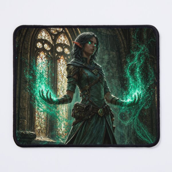 Item preview, Dark Elf Mage Summoning Green Magic | Epic Fantasy Sorcery Art designed and sold by DrakariArt.