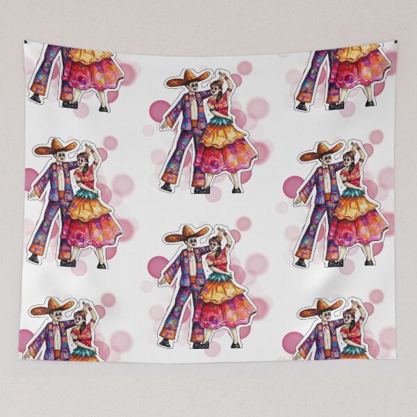 Item preview, Mexican Dancing Couple in Traditional Sombrero Outfits Design designed and sold by iamKRUK.