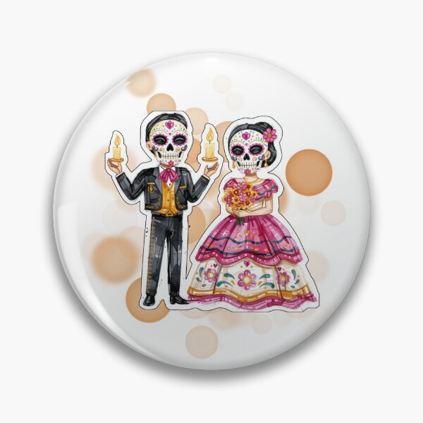 Item preview, Mexican Couple in Traditional Day of the Dead Costumes Design designed and sold by iamKRUK.