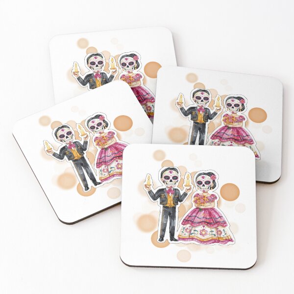 Item preview, Mexican Couple in Traditional Day of the Dead Costumes Design designed and sold by iamKRUK.