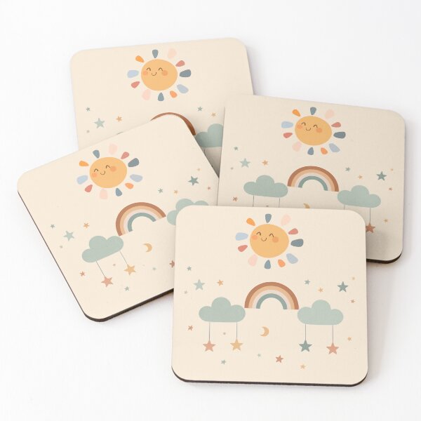 Item preview, Cute Happy Sun and Rainbow - Kawaii Boho Nursery Art designed and sold by Ofizkids.