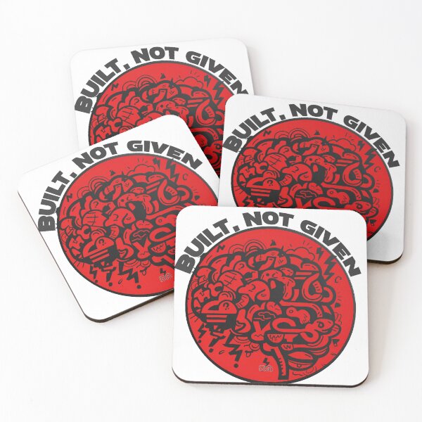 Item preview, Built Not Given Brain Doodle Motivation Red Badge Design designed and sold by DesignArtist.ia.