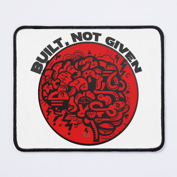 Item preview, Built Not Given Brain Doodle Motivation Red Badge Design designed and sold by DesignArtist.ia.