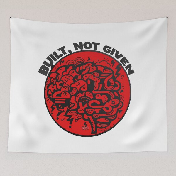 Item preview, Built Not Given Brain Doodle Motivation Red Badge Design designed and sold by DesignArtist.ia.