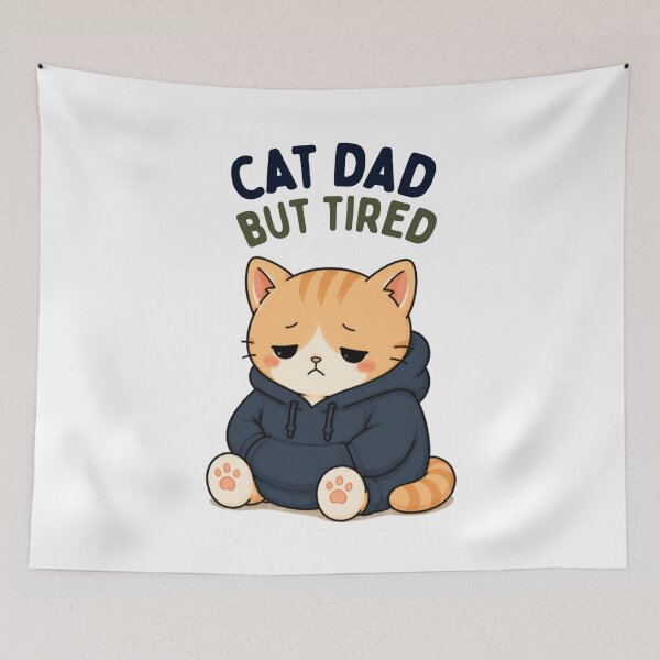 Item preview, Cat Dad but Tired | Cute Kawaii Cat | Funny Cat Dad Design designed and sold by The Mood Index.