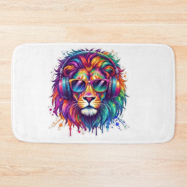 Item preview, Vibrant Rainbow Lion Colorful Street Art designed and sold by SEVEN ART PRODUCT.