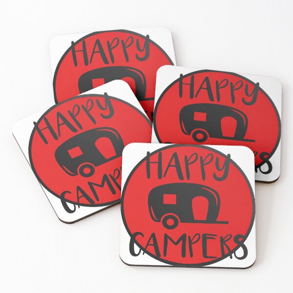 Item preview, Happy Campers Vintage Caravan Retro Red Badge Illustration designed and sold by DesignArtist.ia.