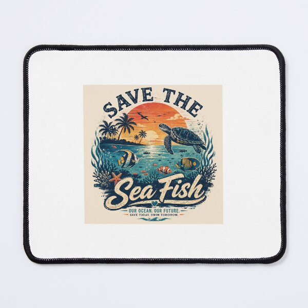 Item preview, Save the Sea fish Turtle Vintage Sunset Design designed and sold by TheGiggleGrid.