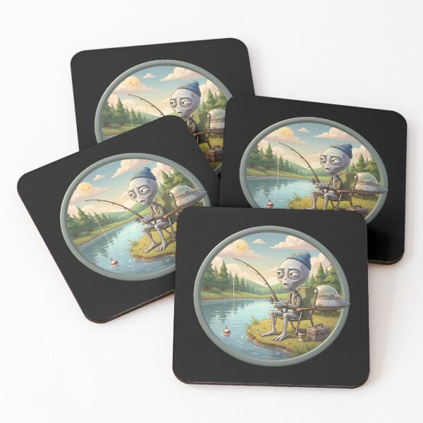 Item preview, Funny Grey Alien Fishing By The Lake designed and sold by Sunkhung.