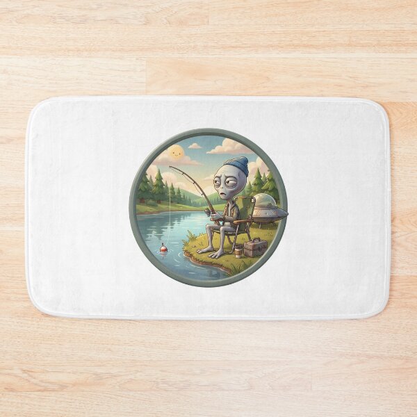 Item preview, Funny Grey Alien Fishing By The Lake designed and sold by Sunkhung.