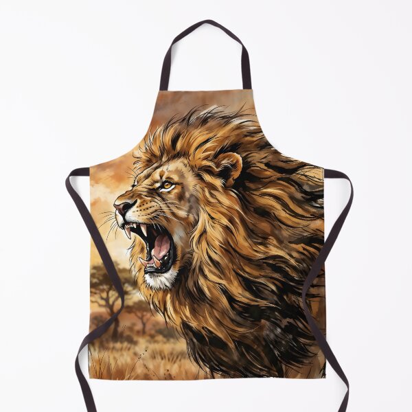 Item preview, Roaring African Lion Savanna Sunset Watercolor designed and sold by RubisLeaf.