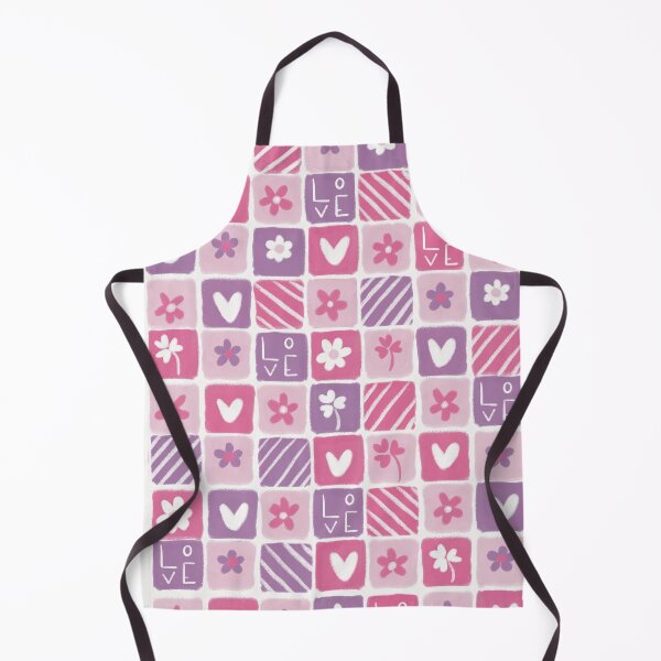 Item preview, Pink and white squares with a heart and flower pattern designed and sold by elodie-cousin.