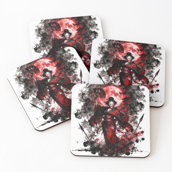 Item preview, Menacing Oni Geisha of the Blood Moon: Dark Fantasy Ink Art designed and sold by OnikaD art.