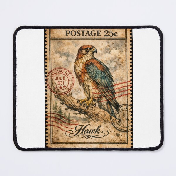 Item preview, Wall Art - Postcard - Vintage Hawk Postage Elegance designed and sold by ForeverPrintsOK.