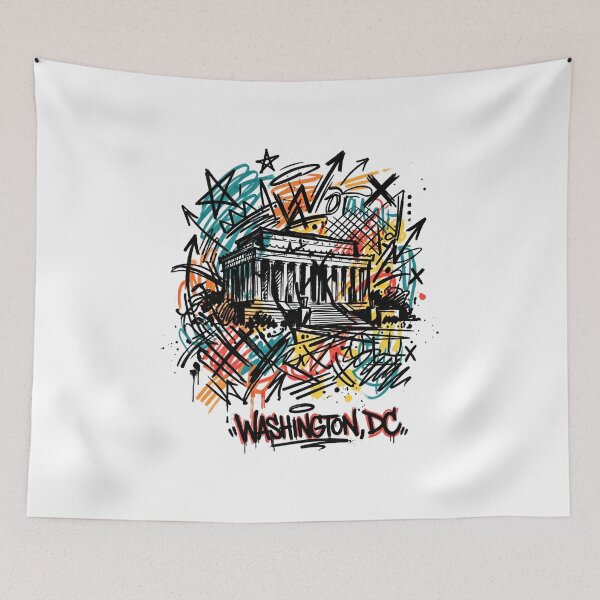 Item preview, Washington DC Colorful Graffiti Landmark Street Art Design designed and sold by Fenay Designs.