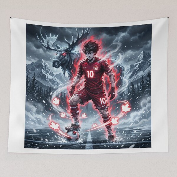 Item preview, Epic Canadian Soccer Warrior Hyper-Realistic Art designed and sold by Pandora´s Box.