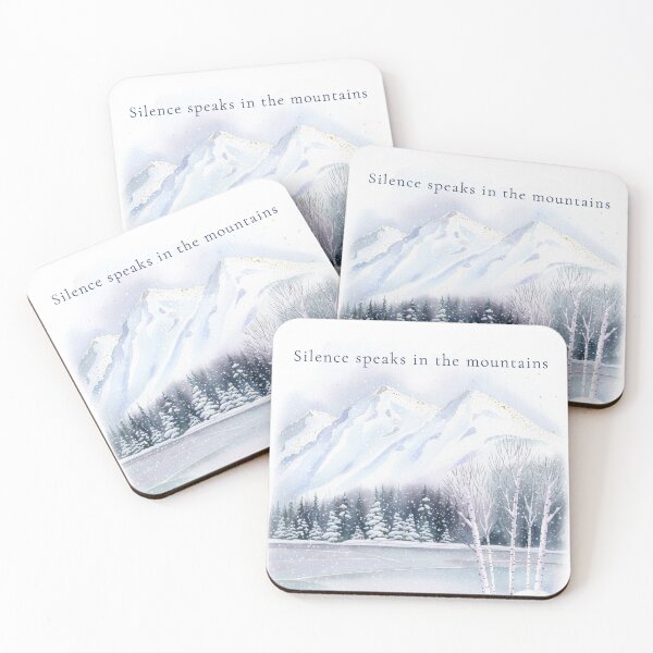 Item preview, Silence speaks in the mountains winter watercolor snow scene art designed and sold by icemanphotos.
