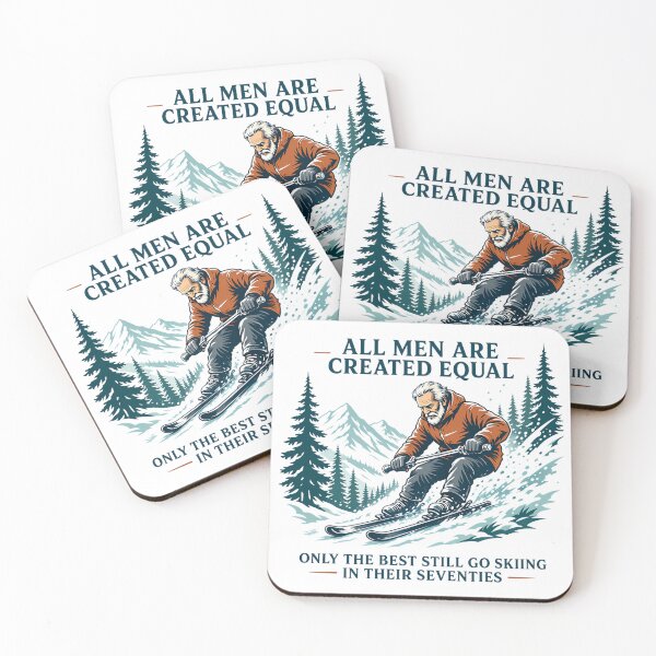Item preview, All Men Are Created Equal Only the Best Still Go Skiing in Their Seventies – Funny Senior Skier Mountain Adventure designed and sold by CutOutIdols.
