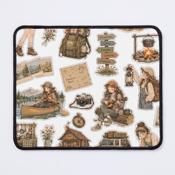 Item preview, A cozy travel-inspired sticker set capturing the spirit of outdoor exploration, peaceful camping nights, scenic landscapes. designed and sold by BlareBlare.
