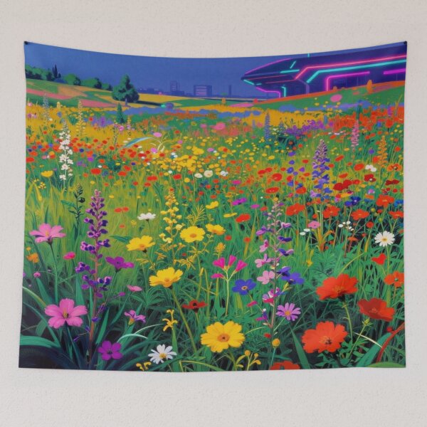 Item preview, Sunny Meadow Landscape with Wildflowers and Bright Blue Sky designed and sold by FotoworldEdel.