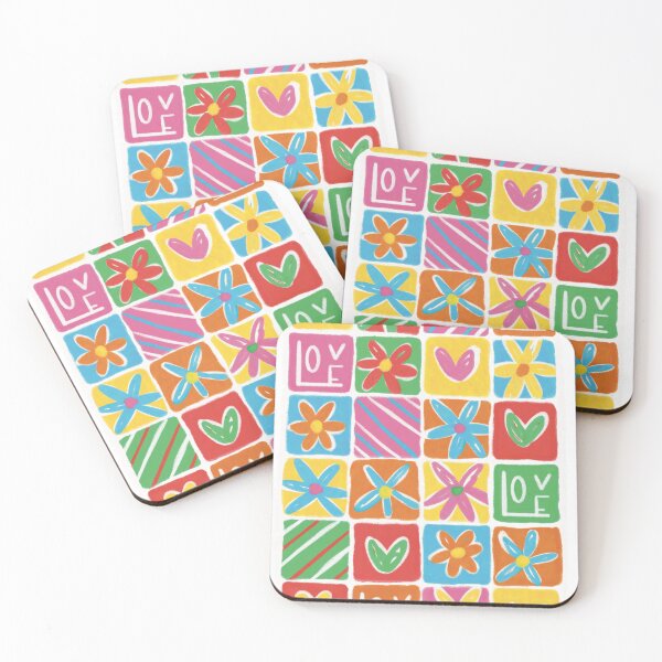 Item preview, Floral squares, full of love and color, with a touch of vintage designed and sold by elodie-cousin.