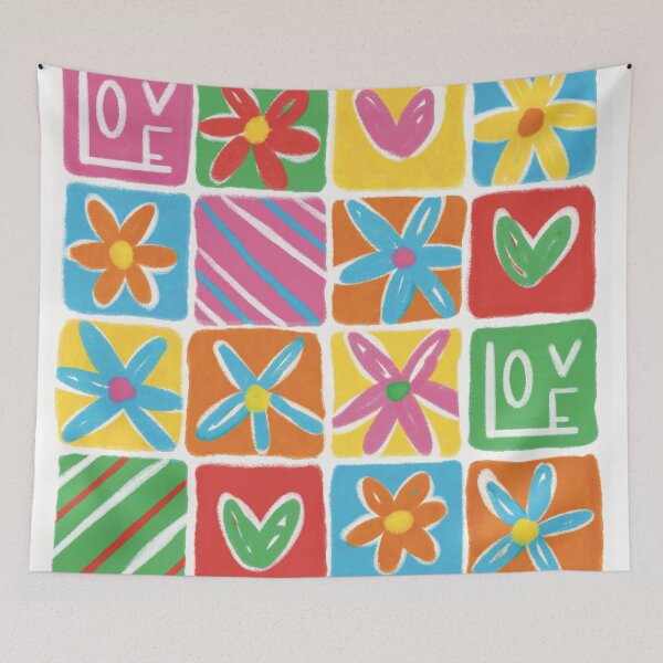 Item preview, Floral squares, full of love and color, with a touch of vintage designed and sold by elodie-cousin.