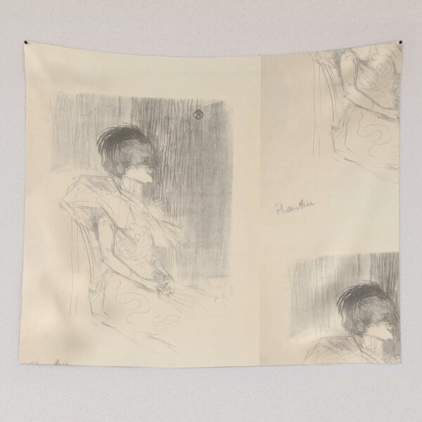 Item preview, Marcelle Lender Seated by Henri de Toulouse-Lautrec | Minimal Belle Époque Theatre Sketch Art Print designed and sold by artofuniverse.