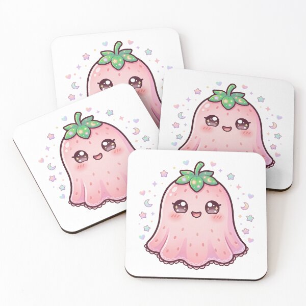 Item preview, Cute Pink Strawberry Ghost – Kawaii Halloween Art designed and sold by Biwbiwty.