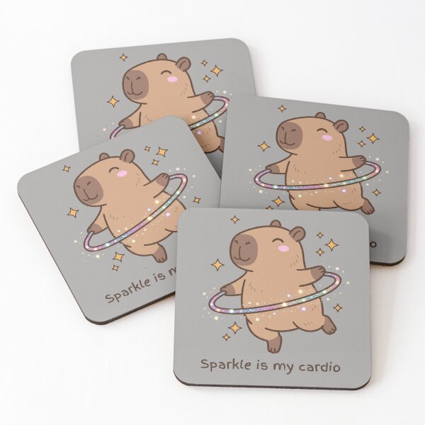 Item preview, Sparkle is My Cardio: Adorable Hula-Hooping Capybara Illustration designed and sold by sanorastyle.