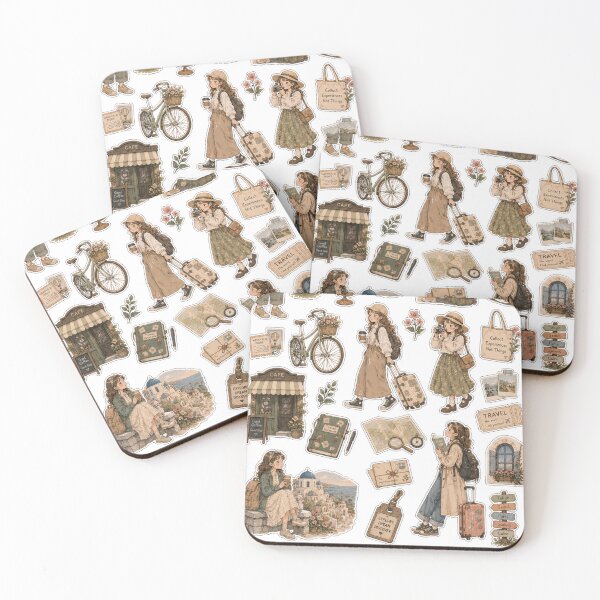 Item preview, Passport to Daydreams Sticker Collection, A whimsical travel sticker sheet, charming journeys, vintage luggage, wanderers. designed and sold by BlareBlare.
