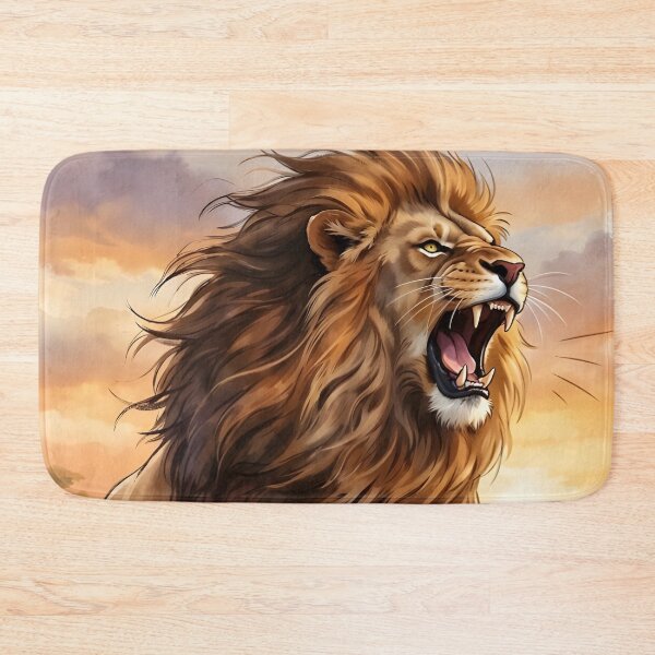 Item preview, Roaring African Lion Standing on Savanna Rock designed and sold by RubisLeaf.